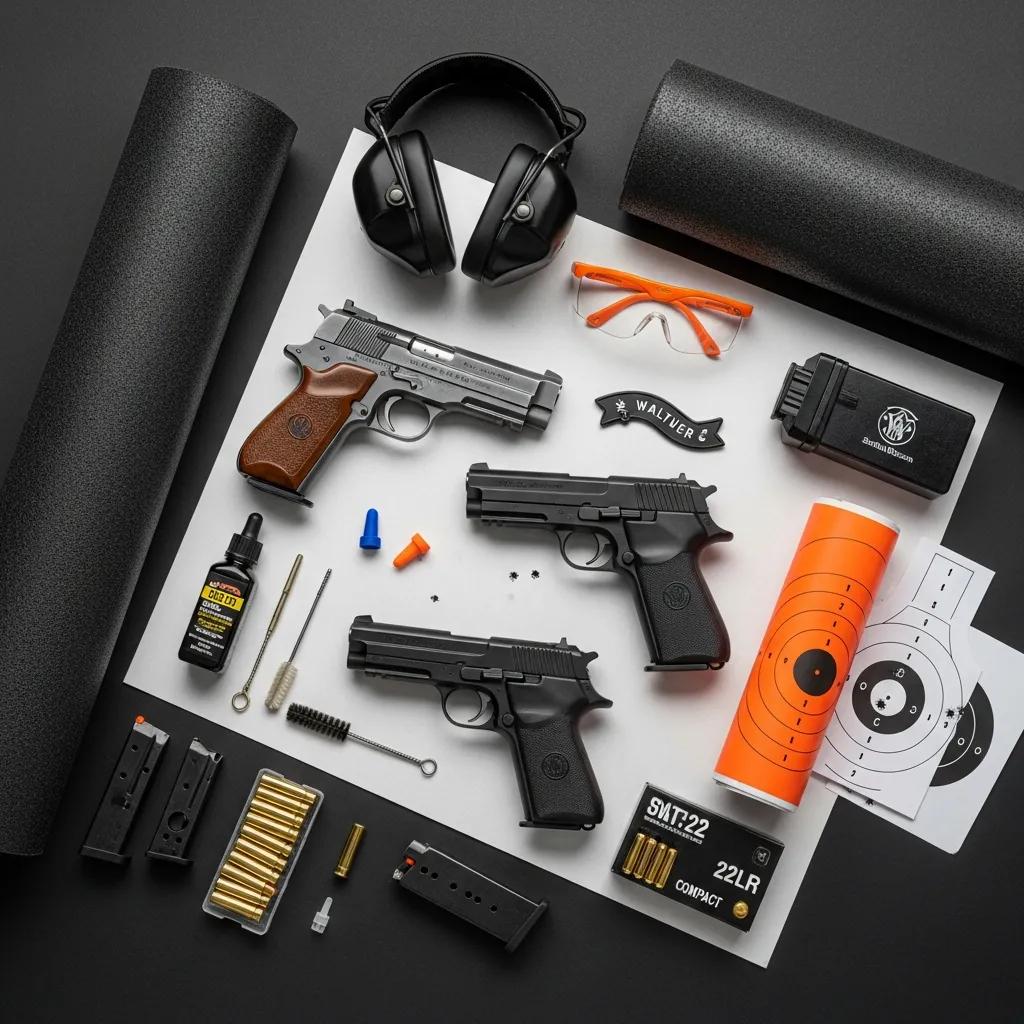Selection of firearms and safety gear for effective indoor shooting practice